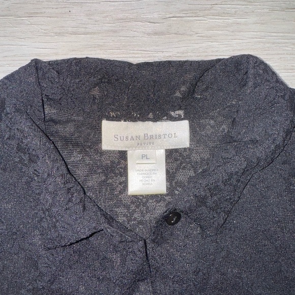 Susan Bristol Charcoal Lace Top long sleeve size PL - Picture 2 of 9